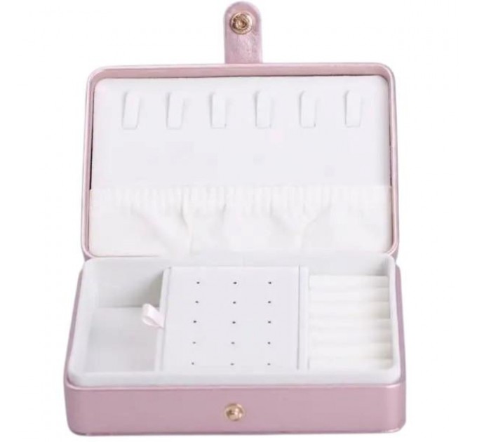 Скринька-органайзер для прикрас на кнопці 16х11х4,7 см, рожеве золото