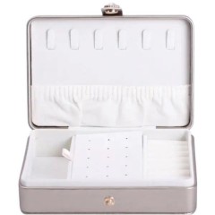 Скринька-органайзер для прикрас на кнопці 16х11х4,7 см, біле золото