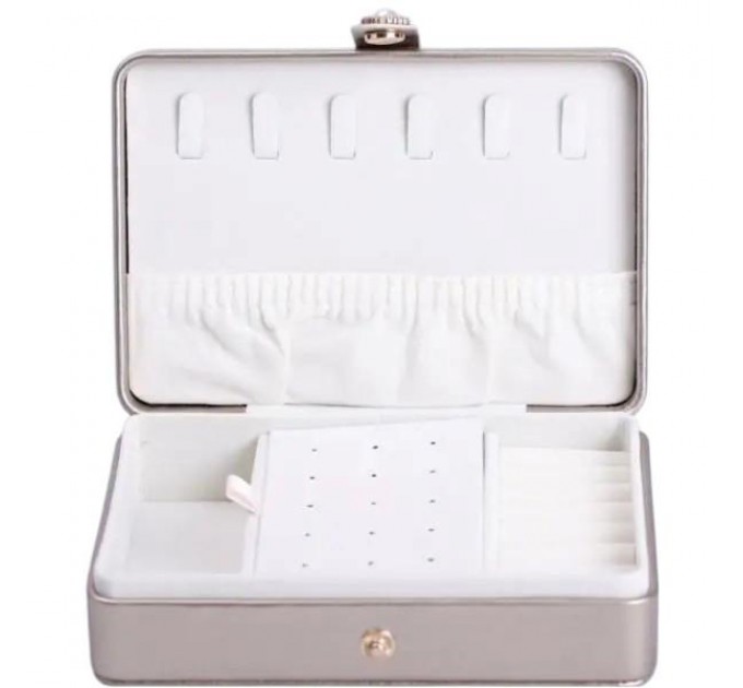 Скринька-органайзер для прикрас на кнопці 16х11х4,7 см, біле золото