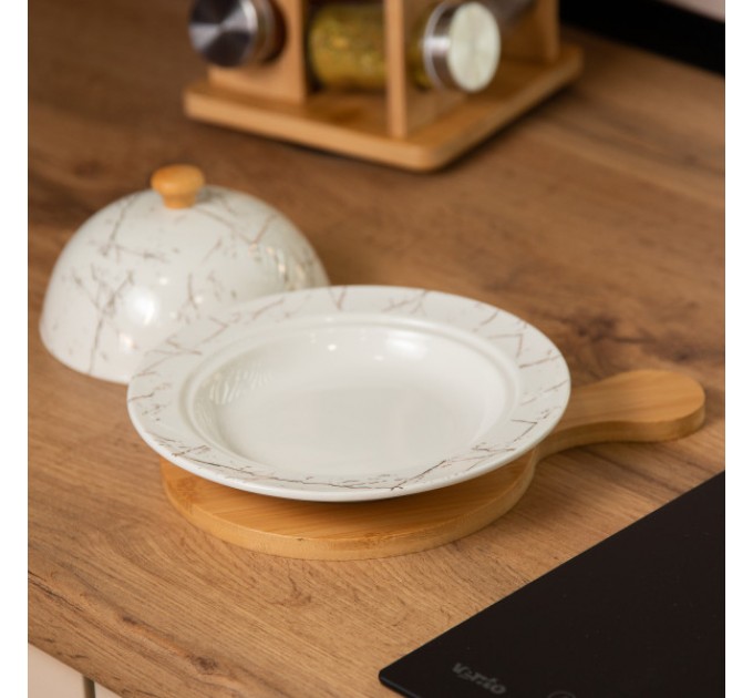 Маслянка порцелянова 25*18,5*9 см із кришкою та дощечкою