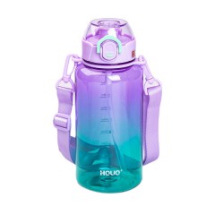 Пляшка для води спортивна 1 л з мундштуком і ремінцем, бузковий