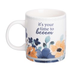 Чашка керамічна 400 мл із квітковим принтом, білий