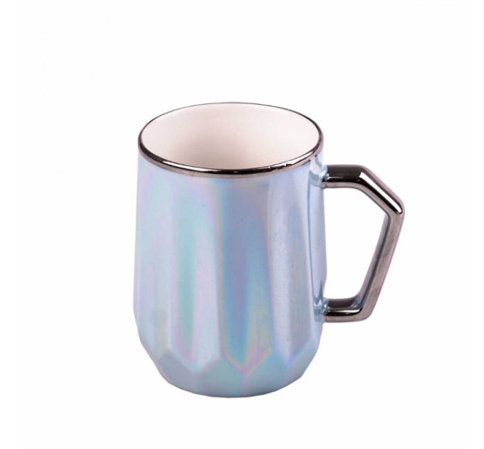 Чашка керамическая 450 мл в зеркальной глазури, синий