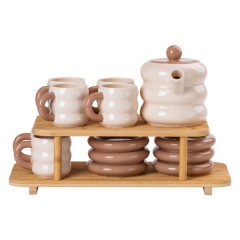 Чайний сервіз Donut керамічний на 6 персон, бежевий