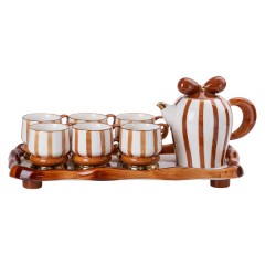 Чайний сервіз Retro на 6 персон керамічний 8 предметів, шоколад