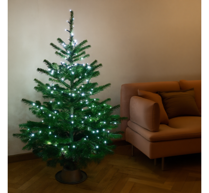 Гірлянда Нитка 120 LED 10 м чорна, білий