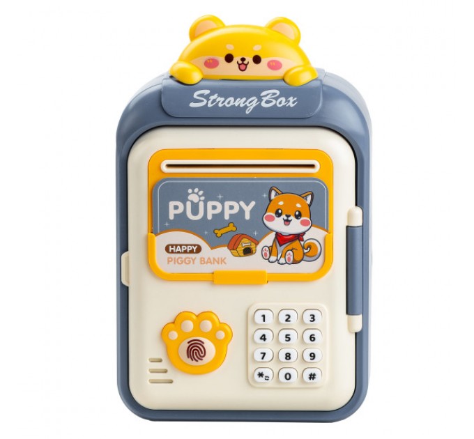 Скарбничка-сейф дитяча Puppy з кодовим замком та відбитком пальця, темно-синій