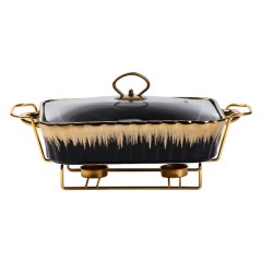 Мармітниця керамічна прямокутна 1,5 л зі скляною кришкою, чорний Мармітниця керамічна прямокутна 1,5 л зі скляною кришкою, чорний