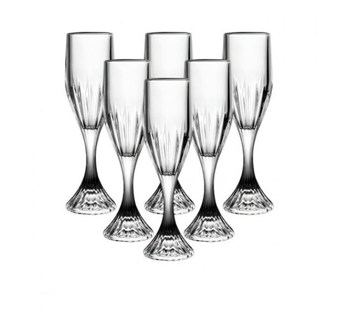 Набір келихів для шампанського на масивній ніжці 6 штук по 175 мл, прозорий