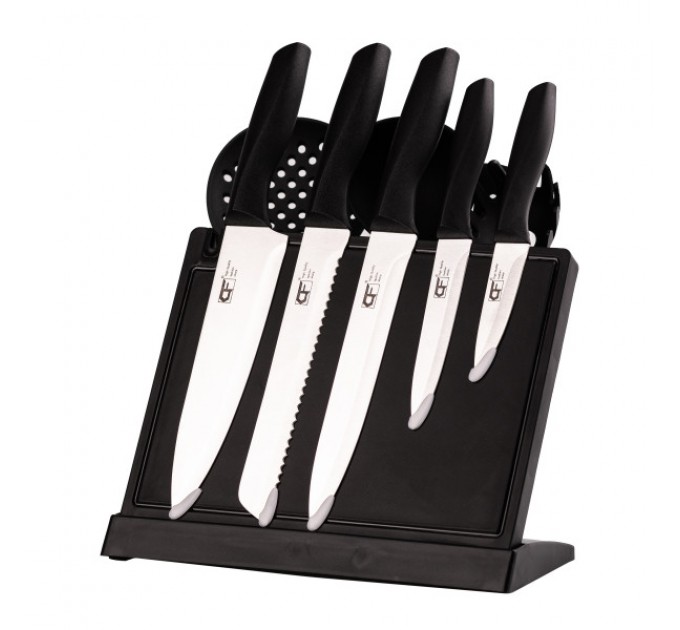 Набір кухонного приладдя на підставці 9 предметів, чорний Набір кухонного приладдя на підставці 9 предметів, чорний