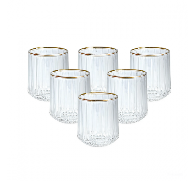 Набір склянок Lirmartur фігурних 6 штук по 315 мл з декором, прозорий