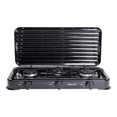 Настільна газова плита Sokany SK-6003 триконфоркова для балонного газу, чорний