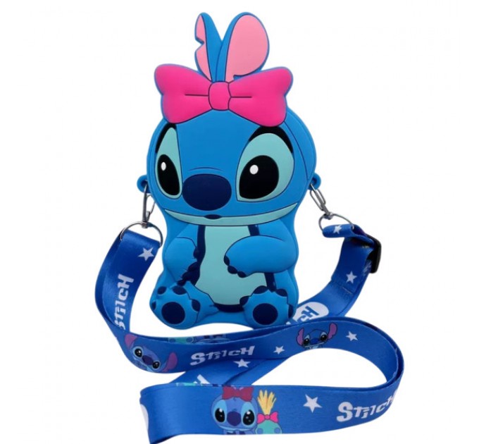 Сумочка-гаманець Стіч силіконова на блискавці 13*9*2,5 см, синій