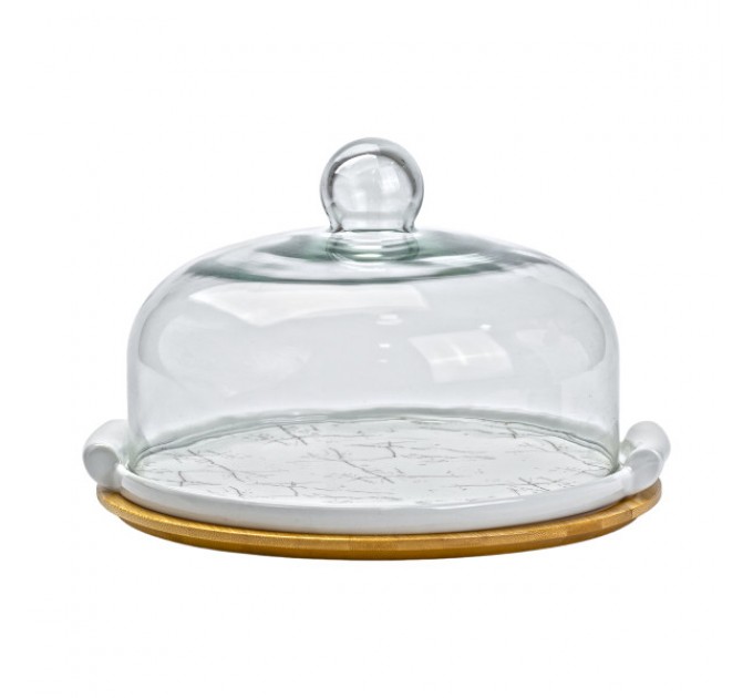 Тортівниця керамічна зі скляною кришкою 29 см