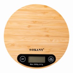 Ваги кухонні електронні SOKANY SK-19024 до 5 кг з плоскою платформою, дерево