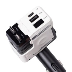 Автомобільний зарядний пристрій 4 в 1 з висувним кабелем, білий