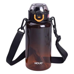 Пляшка для води спортивна 1 л з мундштуком і ремінцем, чорний Пляшка для води спортивна 1 л з мундштуком і ремінцем, чорний