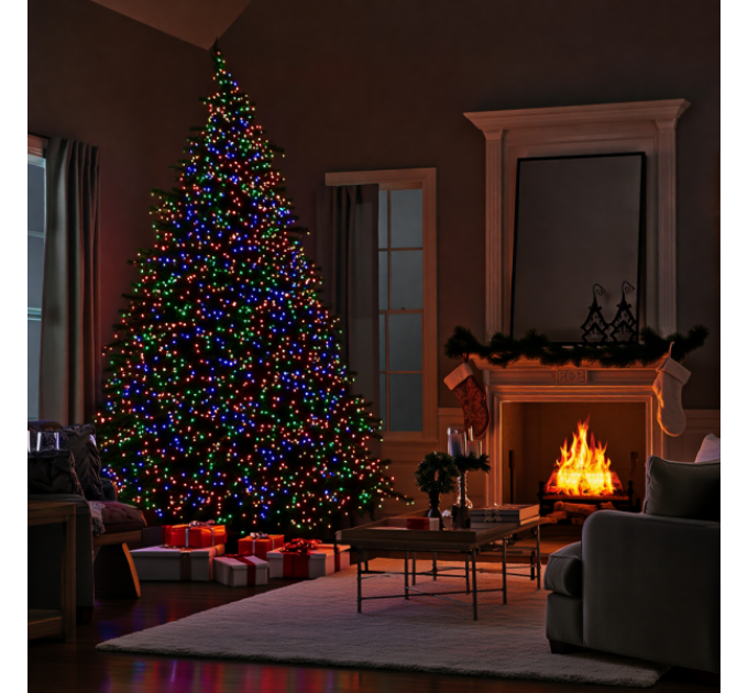 Гирлянда Нить уличная 1000 LED 100 м на солнечной батарее черная, мультиколор