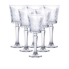 Набір келихів для вина 6 штук по 295 мл на ніжці під кришталь, прозорий Набір келихів для вина 6 штук по 295 мл на ніжці під кришталь, прозорий