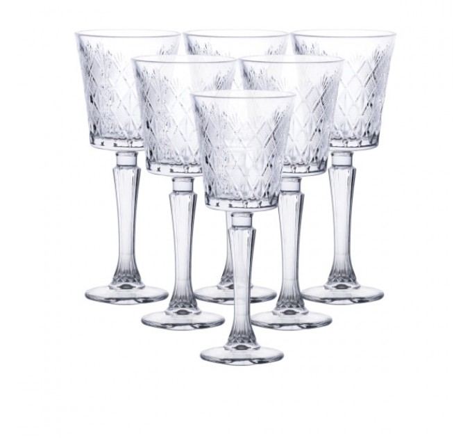 Набор бокалов для вина 6 штук по 295 мл на ножке под хрусталь.