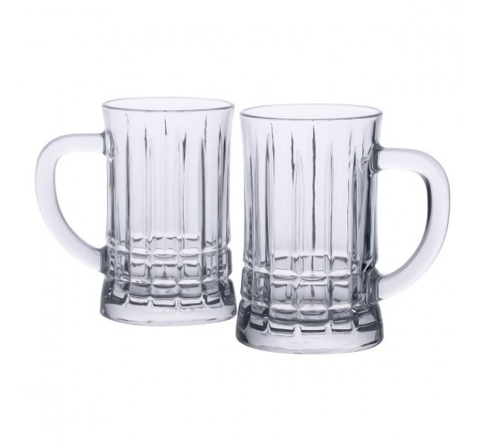 Набор пивных кружек 2 штуки по 530 мл из толстого стекла, прозрачный