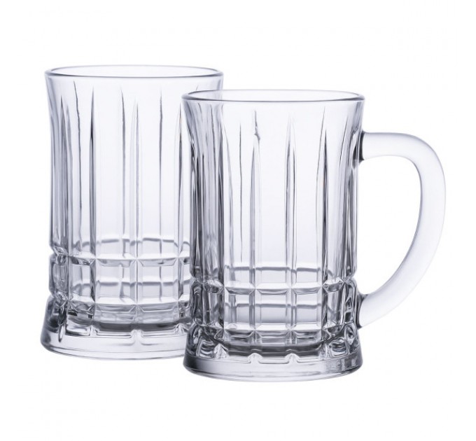 Набір пивних кухлів 2 штуки по 310 мл із товстого скла, прозорий