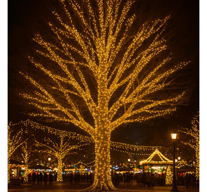 Гірлянда Нитка вулична 1000 LED 100 м чорна, жовтий