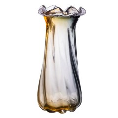 Ваза ручной работы Lilly стеклянная 30 см, желто-серый