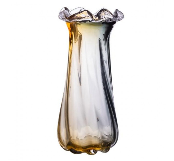 Ваза ручной работы Lilly стеклянная 30 см, желто-серый