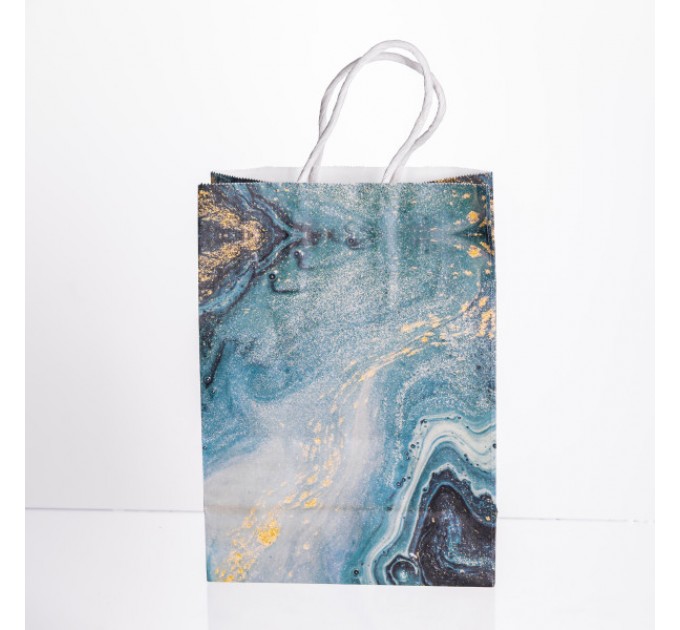 Подарунковий пакет крафтовий 12 штук в упаковці 15*8*21 см, зелений