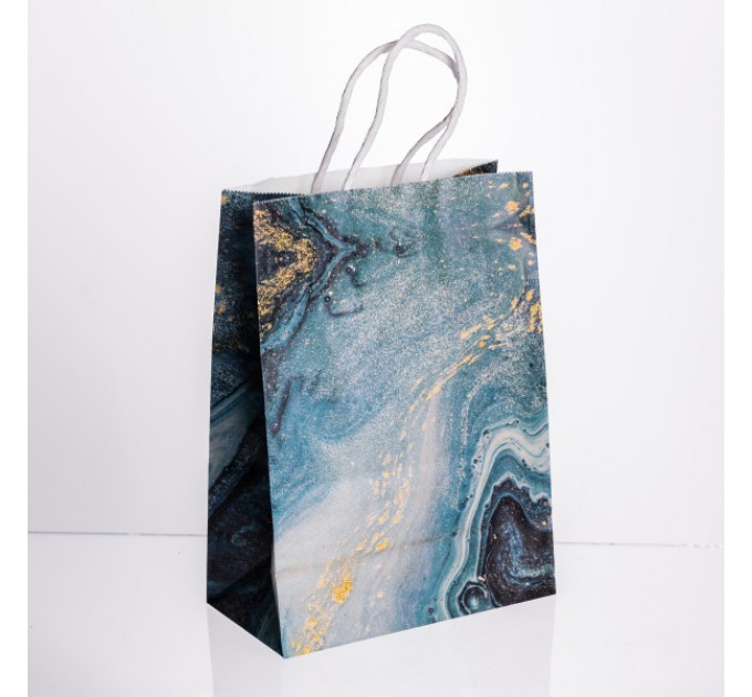 Подарунковий пакет крафтовий 12 штук в упаковці 15*8*21 см, зелений