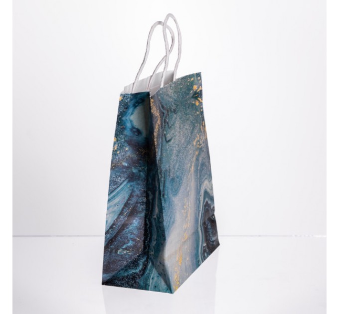 Подарунковий пакет крафтовий 12 штук в упаковці 15*8*21 см, зелений