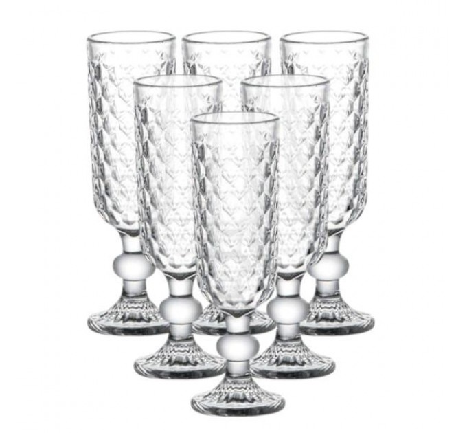 Набор бокалов для шампанского 6 штук по 160 мл из хрустального стекла.