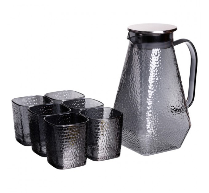 Набір глечик зі склянками 1,8/0,2 л фактурний, сірий
