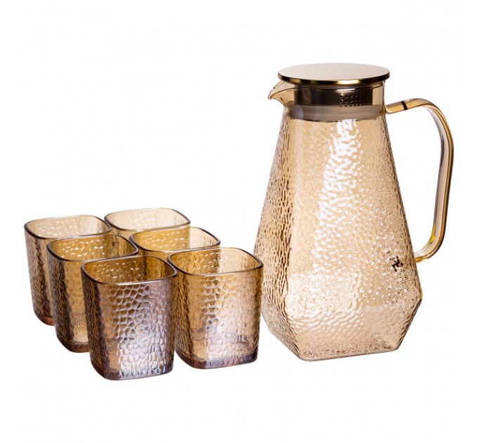 Набір глечик зі склянками 1,8/0,2 л фактурний, коричневий