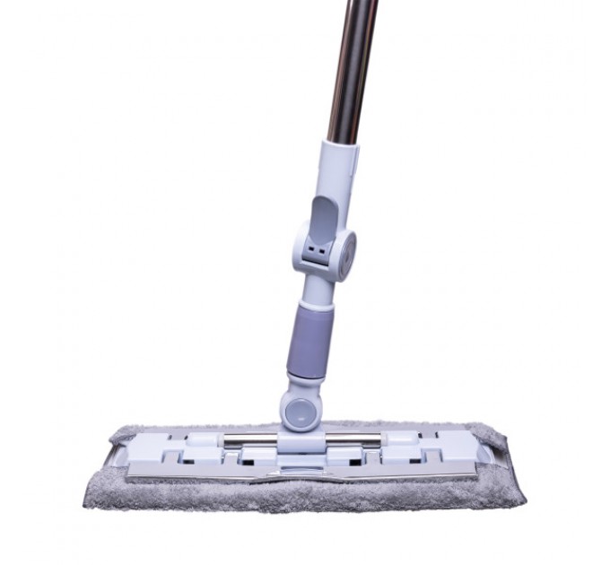 Швабра для пола с сменными салфетками 130 см, серый
