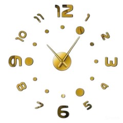 Годинник 3-D настінний безкаркасний 10 см, золото Годинник 3-D настінний безкаркасний 10 см, золото