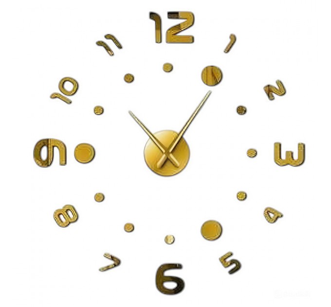 Часы 3-D настенные бескаркасные 10 см, золото.
