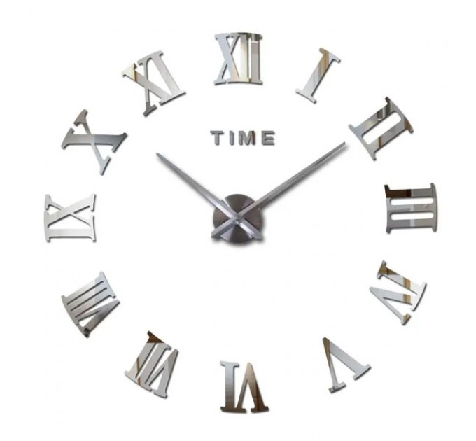 Годинник 3-D настінний безкаркасний 12 см, срібло