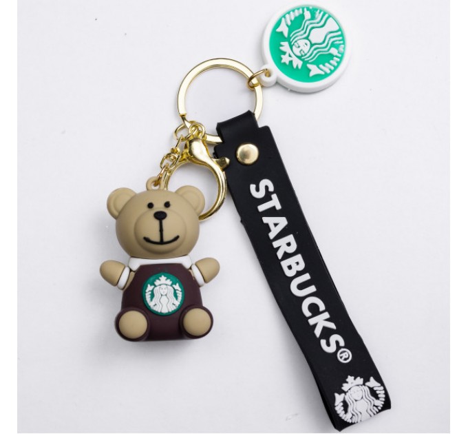 Брелок для ключів Ведмедик Старбакс 3,5*4,5 см, коричневий