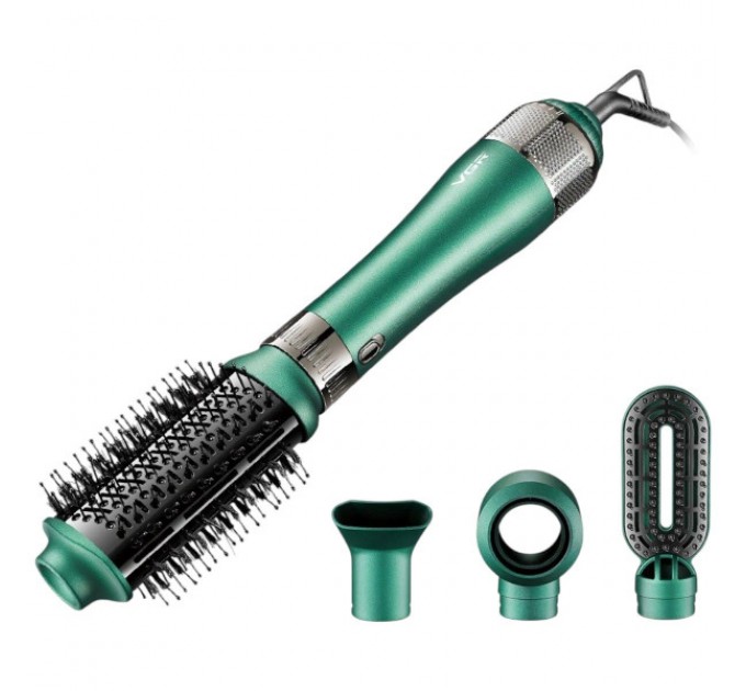 Фен-щітка для волосся 4 в 1 VGR V-493 з холодним обдувом та 4 насадки, зелений Фен-щітка для волосся 4 в 1 VGR V-493 з холодним обдувом та 4 насадки, зелений