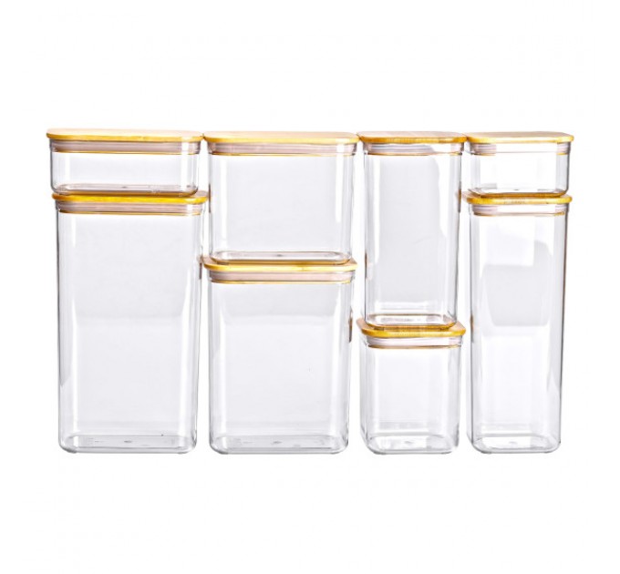 Набір банок для сипучих продуктів 8 штук з бамбуковою кришкою