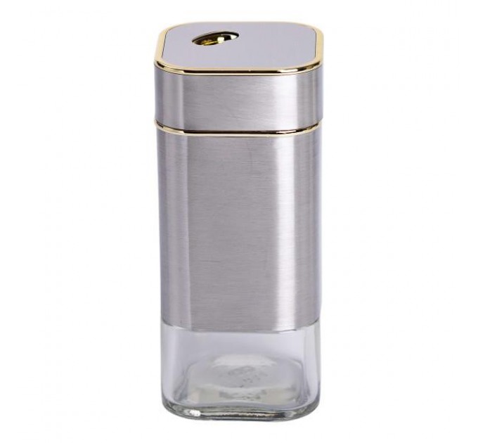 Баночка для спецій скляна 120 мл з металевою кришкою, хром