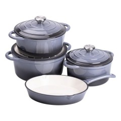 Набор посуды для приготовления чугунный 2/3/4/1 л серый