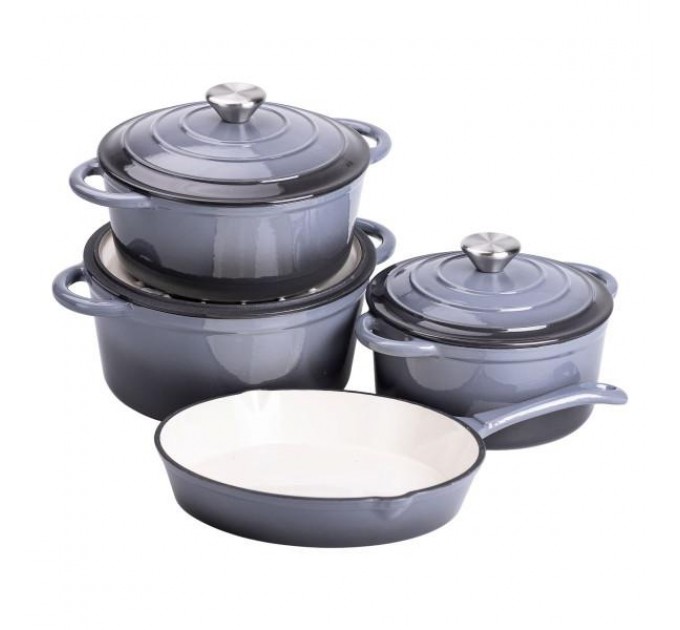 Набор посуды для приготовления чугунный 2/3/4/1 л серый Набор посуды для приготовления чугунный 2/3/4/1 л серый