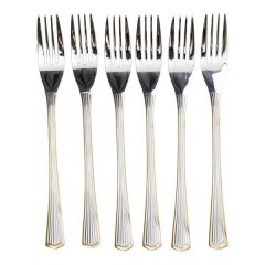 Набор столовых вилок из нержавеющей стали 6 штук серебро с золотом. Набор столовых вилок из нержавеющей стали 6 штук серебро с золотом.
