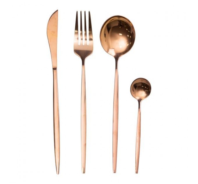 Набір столових приборів 24 предмети на 6 персон, бронза