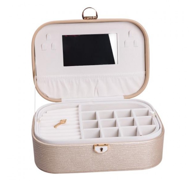 Ящик-органайзер для украшений с замком 26х18х9,5 см, бежевый