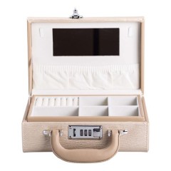 Кейс-органайзер для прикрас з кодовим замком 24х16х9,5 см, кремовий