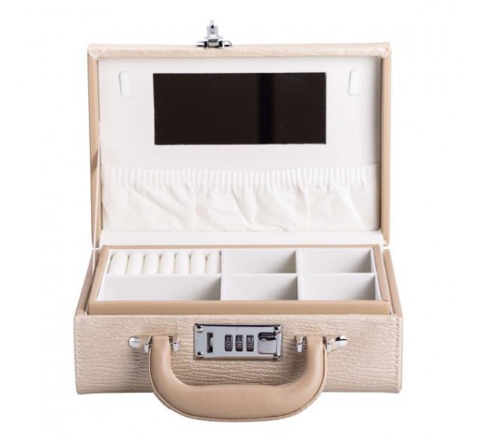 Кейс-органайзер для украшений с кодовым замком 24х16х9,5 см, кремовый